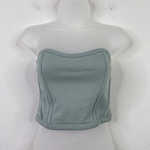 Fletcher x Supply & Demand Shirt Women M Green Corset Crop Y2K Festival Romantic
